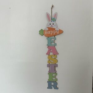 NWT- 27”- Vertical Colorful Happy Easter Bunny Hanging Decoration Sign
